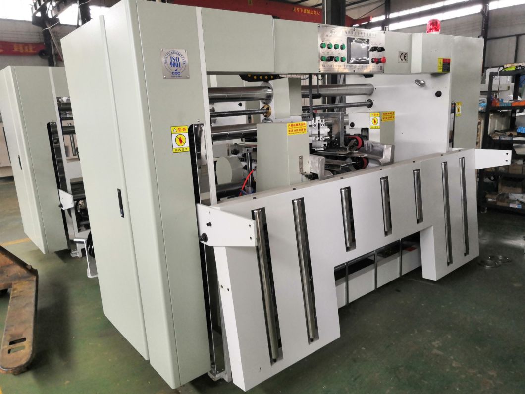 Automatic bottom folding gluing with flexo printing slotting die-cutting and auto bundling machine