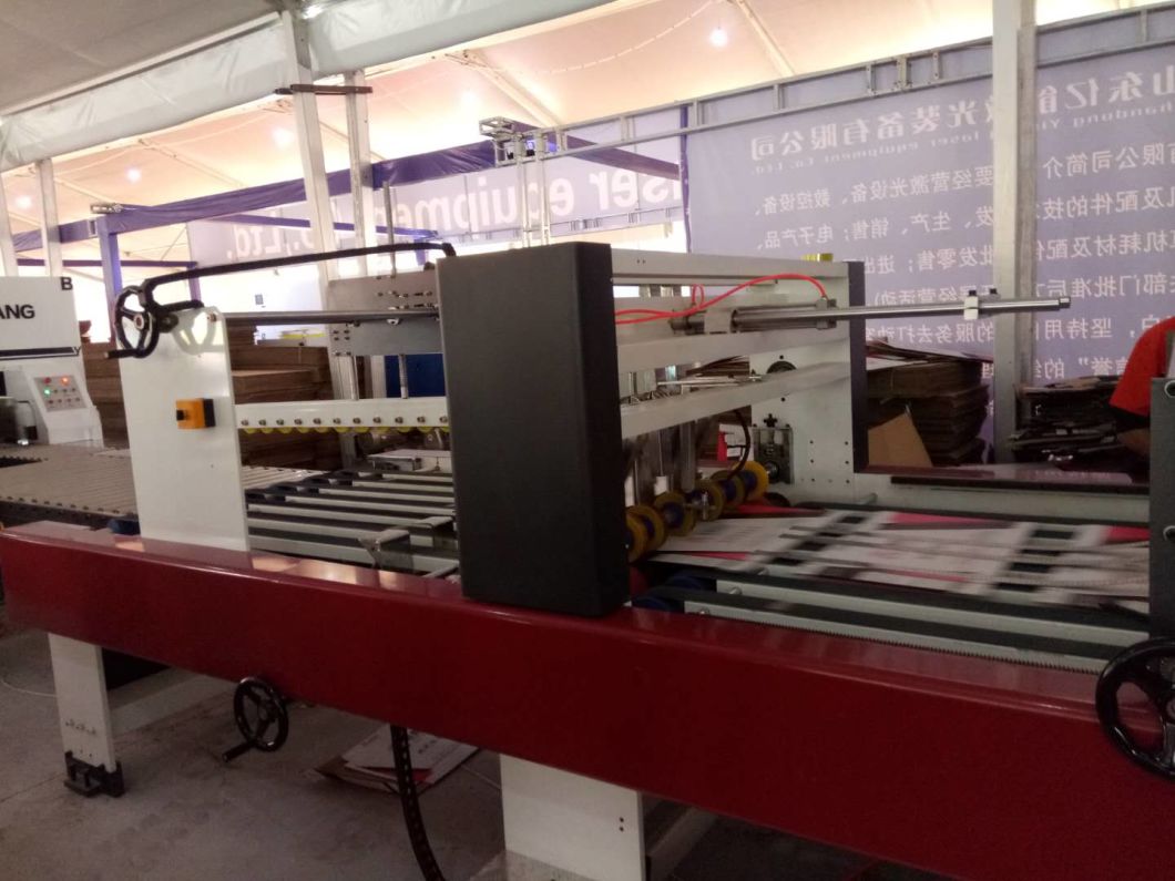 Automatic bottom folding gluing with flexo printing slotting die-cutting and auto bundling machine